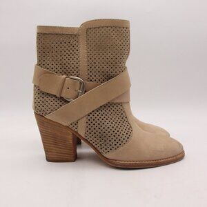 Aquatalia by Marvin K Fawn Women's US 6.5 Western Beige Nubuck Leather Bootie